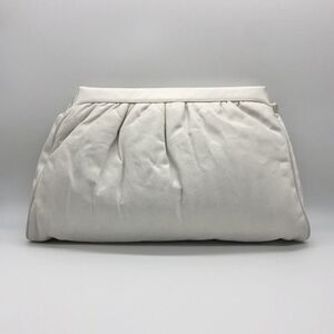 Vintage MARGOLM White Soft Leather Large Clutch Handbag Purse